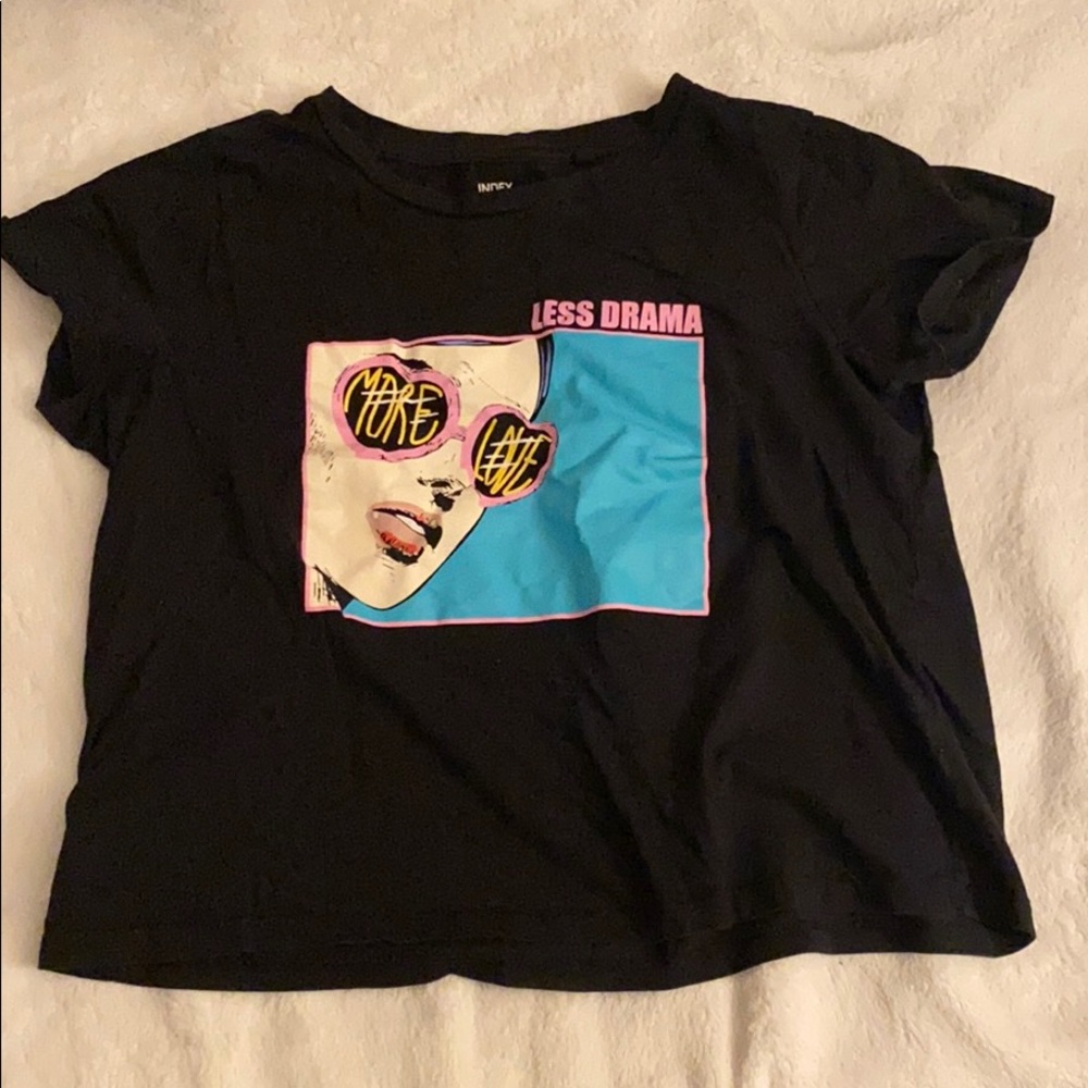 Less drama more love cropped shirt